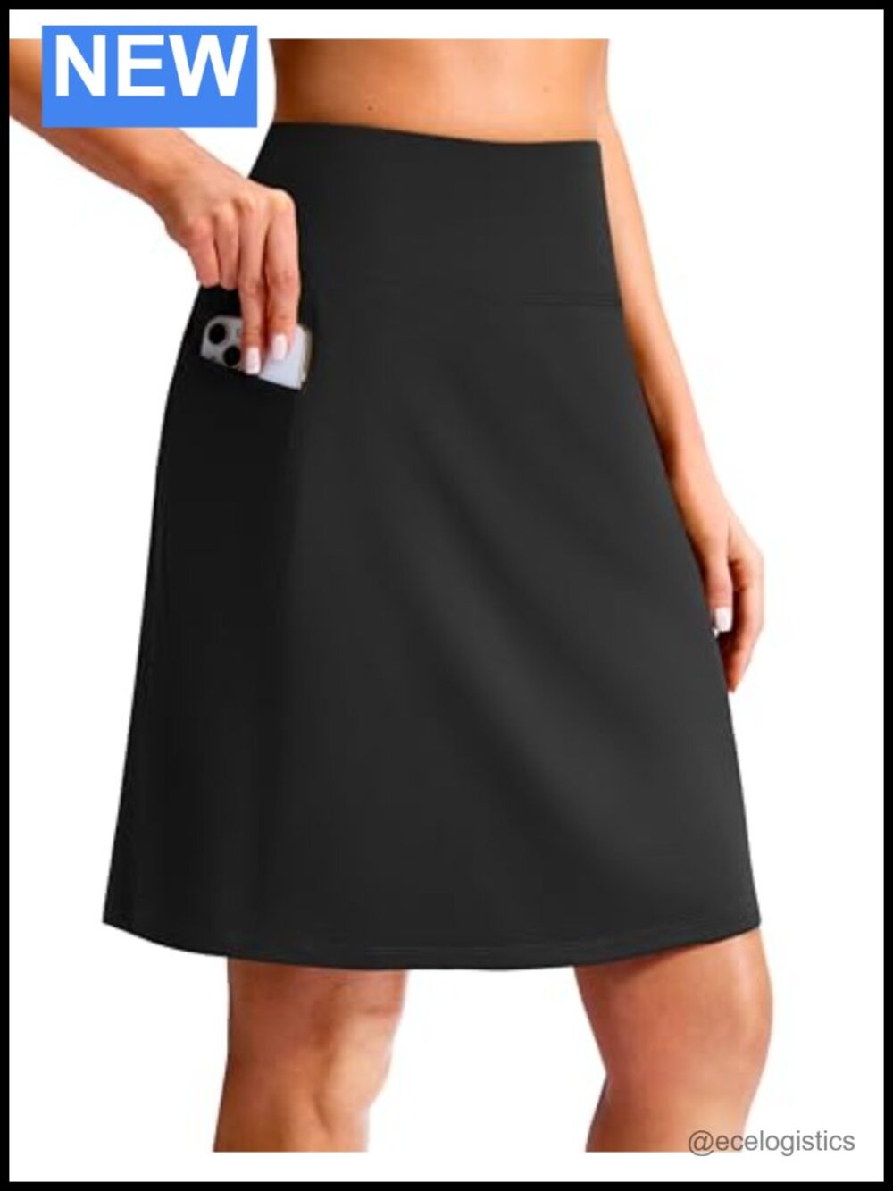 Women's Golf Skort 20" Knee Length 4 Pockets Stretch High Waisted Tummy Control